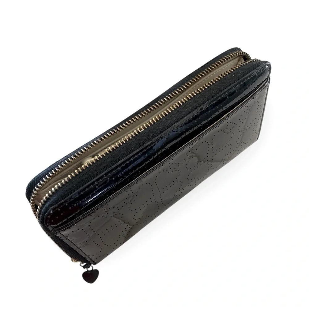 KATE SPADE New York Meto Spade Neda Zip Around Wallet Black Patent Leat… 8 x 4